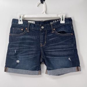 Gap Sexy Boyfriend Distressed Whiskered Cuffed Denim Shorts Womens 25 Dark Wash
